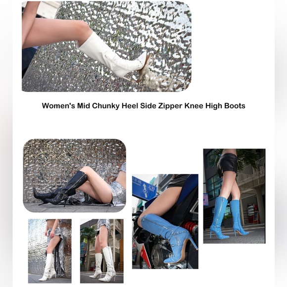 NIB Silver Knee High Boots 6 - Picture 8 of 16